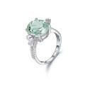 wholesale S925 Sterling Silver Natural Green Amethyst Ring, Personalized Design, Fashionable and Lightly Luxurious Gemstone Inlaid Natural Colored Gem Ring-0-4
