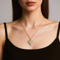 Metal Pendant Double Heart Moissanite Necklace for Women-0-0