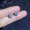 S925 Sterling Silver Moissanite Stud Earrings, Women's Light Luxury Minimalist Fashion Gift-0-1