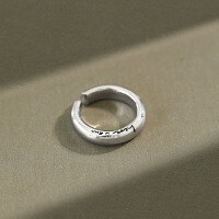 wholesale S925 Sterling Silver JT303 Korean Style Personalized Student Silver Ring with INS Minimalist Polished Surface English Letter Engraving for Women-Platinum [No. 14/Adjustable] Opening adjustable