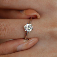 925 Silver Moissanite Ring for Women, Classic Proposal Design, Cross-border Supply-50 points (Moissanite)  14 yards