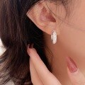 wholesale S925 Sterling Silver Minimalist French-style C-shaped Textured Ear Cuff Earrings for Women-0-4