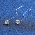 S925 Sterling Silver Moissanite Four-Prong Earrings-0-0