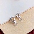 wholesale 925 Sterling Silver Lobster Claw Clasp Square Clasp Silver Clasp Bracelet End Clasp Handmade Braided String Beading Silver Hook DIY Silver Accessories-0-3