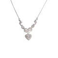 wholesale 925 Silver Plated Venetian Princess Bow Necklace, Dainty Fashion Heart Butterfly Zircon Collarbone Chain-0-4