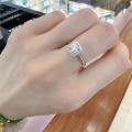Sterling Silver Moissanite 1ct Square-Cut Ring Women's Adjustable-0-0