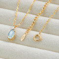 wholesale S925 silver plated with 14k gold, spring Japanese retro style aquamarine necklace by Dunli Jewelry-0-3