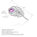 wholesale S925 silver designer natural amethyst feather brooch for elegant evening gown pairing with high-end aesthetic design-0-0