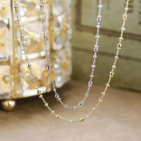 wholesale S925 Sterling Silver Gold-Plated Fairy Chain Light Luxury Fashion Sparkling Choker Necklace for Women, Versatile High-Quality Silver Jewelry-(Gold) Fairy Chain S925 Necklace 925 Silver