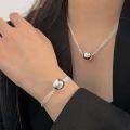 wholesale S925 Sterling Silver Plain Round Ball Necklace for Women, Light Luxury Fashion Multi-layer Chain Collarbone Chain, Japanese and Korean New Trend-0-0