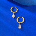 wholesale S925 Sterling Silver 5*8 Pear-Shaped Small Diamond Earrings Ear Clips, New for Quick Sales-0-2
