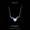 Sterling Silver Moose Necklace with Moissanite Pendant, Fashion Design-0-6