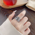 wholesale S925 Silver Retro Vintage Wide Three-Barrel Large Spiral Creative Design Trendy Open Ring-0-3