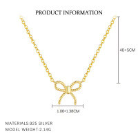 wholesale S925 Sterling Silver Sweet Bow Earrings For Women,-A4058-Gold 925 Silver