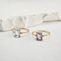 wholesale 925 Silver Octagonal Rectangle Amethyst Citrine Ring for Women, Minimalist Geometric Style Plated with 14K Gold Wholesale-0-1