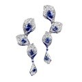 wholesale Sterling Silver New Small Batch Design Royal Blue Plain Leaf Earrings Light Luxury Minimalist Ear Studs-0-4