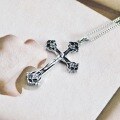 wholesale 925 Sterling Silver Cross Pendant Necklace for Men and Women, Vintage Hip-Hop Punk Style Crossbody Chain-0-0