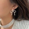 wholesale S925 Sterling Silver Pearl Woven Bow Earrings for Women, Small and Exquisite, Light Luxury Fashion Ear Clips-0-4