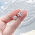 wholesale S925 Sterling Silver Diamond-Inlaid Snowflake Heart Ear Studs, Fashionable and Elegant, Unique Design, Versatile Ear Accessories-0-3