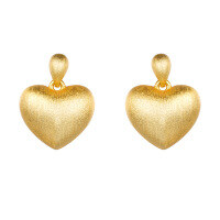 wholesale S925 Sterling Silver Italian-style Brushed Heart Earrings, Minimalist and Versatile with a Subtle High-end Feel, Wholesale-Brushed earrings K gold
