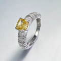 wholesale S925 metal jewelry, new yellow diamond high-carbon diamond ring, fully set with 6*6-0-2