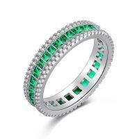 wholesale S925 Sterling Silver Emerald Zircon Ring with High Carbon Diamond, British Retro Inspired Light Luxury Design Gemstone Ring-DY120652-SW-WG 6