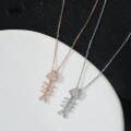 wholesale S925 Sterling Silver Maker Fishbone Necklace for Women, Luxury Minimalist Design, Small Trendy, Versatile and Elegant-0-2
