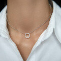 wholesale 925 Sterling Silver New Geometric Round Enamel Pendant Ins Style Minimalist Luxury Collarbone Chain-0-1