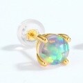 wholesale S925 Silver Plated with 9K Gold Japanese Korean Minimalist Style Synthetic Opal Round Geometric Ear Studs for Women Wholesale Viral Earrings-0-2