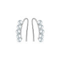 wholesale 925 Sterling Silver Fashion Geometric C-Shape Pearl Earrings for Women, Trendy Minimalist Single Row Pearl Stud Earrings, Versatile Accessory-0-4