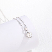 wholesale Sterling Silver Minimalist Small Fresh Niche Design Pearl Necklace Women's Choker Shell Pendant 520 Commemorative Gift-Shell Pearl Pendant (without chain) Minimum order 30 pieces  925 silver