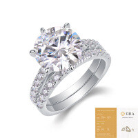 S925 Silver Stackable Moissanite Ring for Women, Tarnish-Resistant Cross-Border Light Luxury.-R15177 Moissanite 11.0/5 carats + 25 stones (with GRA certificate)  US size 7/Hong Kong size 15