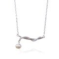 wholesale 999 Silver Pearl Tassel Interweave Necklace for Women, Fashion Ins Style, Minimalist Design, Small and Simple Collarbone Chain-0-4