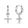 wholesale S925 Sterling Silver Korean New Arrival Earrings for Women, Minimalist Marquise Cut Stone Embellished Four-Leaf Clover Design, Light Luxury Floral Ear Accessories-0-5