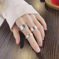 wholesale 999 Silver Cloud Tide Pavilion Fashion Cross-Border European and American Style Minimalist Light Surface Domineering Simple Trendy Versatile Openable Ring-0-3