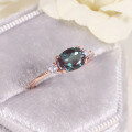 wholesale S925 Silver Fashionable Alexandrite Ring Simple Setting Synthetic Alexandrite Gemstone Ring Cross-Border Hot Seller-0-1