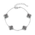 wholesale S925 Silver Four-Leaf Clover Bracelet for Women, Versatile and High-End, Small Luxury Style Four-Flower Silver Hand Jewelry-0-22