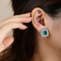 wholesale S925 Sterling Silver New Enzela Emerald Ice Flower Cut Gemstone Stud Earrings for Women-0-2
