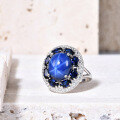 wholesale S925 Sterling Silver Luxury Jewelry Accessories Cultivated Six-Ray Star Sapphire Ring with European and American Retro Design-0-1