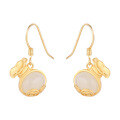 wholesale 925 silver gold-plated, Hetian jade inlaid, antique-style Chinese Hanfu earrings with lucky bag and money bag design-0-4