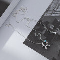 wholesale S925 Silver NaLan Fresh Sweet Ins Niche Design Balloon Dog Blue Heart Bead Necklace Y01944-0-4