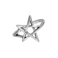 wholesale S925 Sterling Silver 483 Korean Version Vintage Antique Silver Hollow Star Adjustable Open Ring for Women-0-4