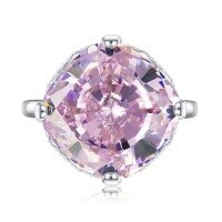 wholesale 925 Silver New Jewelry European & American Luxury Set Pink Diamond Large Ring 15*15 High Carbon Diamond Ring for Women-R591 Pink Diamond>No. 7