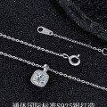 925 Sterling Silver Minimalist Square Necklace Set with Moissanite-0-0