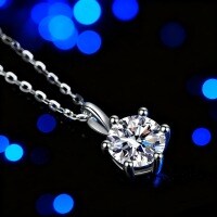 S925 Silver Moissanite Six-Prong Pendant Necklace-Moissanite Sunflower 1 Carat / with GRA Certificate  925 Silver