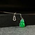 wholesale S925 Sterling Silver Necklace for Women with Natural Green Chalcedony Gourd High Ice Pendant Imperial Green Full Diamond Necklace Green Agate Wholesale-0-2