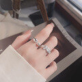 wholesale S925 Sterling Silver European and American Cross-Border Geometric Minimalist Tinfoil Textured Irregular Design Open Ring-0-3