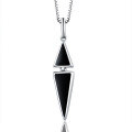 wholesale S925 Sterling Silver Triangular Diamond Pendant Women's Korean Style Minimalist Black Droplet Glaze Enamel Silver Pendant Necklace for Dropshipping-0-4