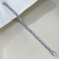 wholesale S925 Sterling Silver Tennis Chain Bracelet Tennis Pave Setting 3mm Stone Station Chain Hip Hop Round Factory Direct-0-3