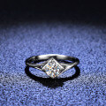 Silver Moissanite Ring, 50 Points, Four-Prong, Ins Style, Live Stream Wholesale-0-0